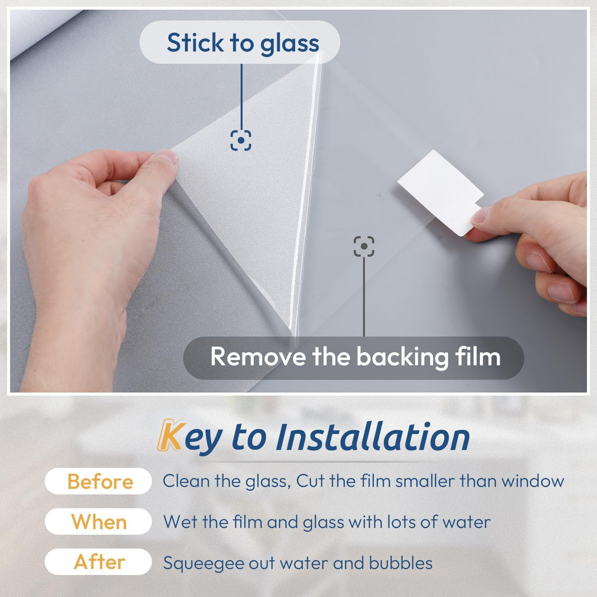 rabbitgoo Frosted Glass Window Privacy Film, Static Cling, 17.5" x 78.7" | Heat Control UV Blocking Sticker, Non Adhesive Removable Tint, No Glue Anti-Glare Renter Friendly Coverings for Home Bathroom