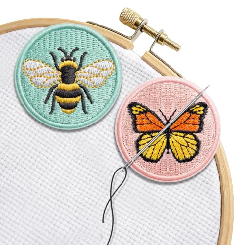 DELLAN 2-Pack Magnetic Needle Minder for Cross Stitch & Embroidery | Magnet keeper for cross stitch, embroidery, quilting & needlepoint Cute bee & butterfly sewing craft gifts