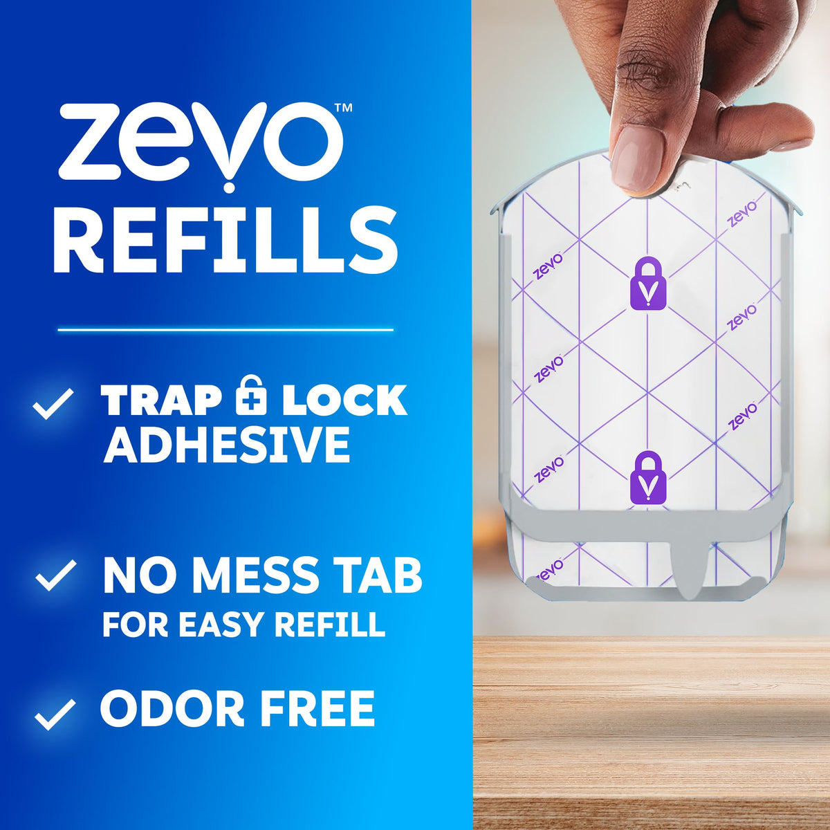 Zevo Flying Insect Trap Refill Cartridges for Fruit Flies & Gnats, 4 Count | Fits Zevo MAX & Zevo Flying Insect Trap, Catches House Flies, Gnats & Fruit Flies 24/7, No Added Fragrance or Dyes