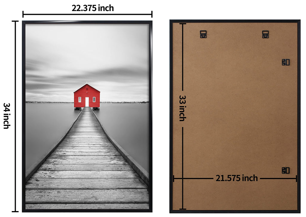ELSKER&HOME 22.375 x 34 Poster Frame 3 Pack, Black | 22.375x34 Picture Frame for Horizontal or Vertical Wall Mounting, Sturdy and Scratch-proof