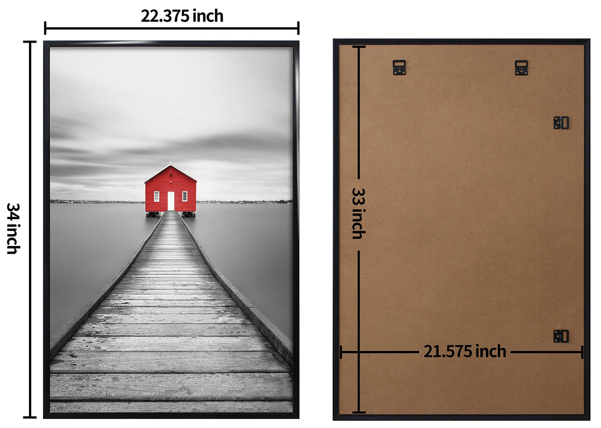 ELSKER&HOME 22.375 x 34 Poster Frame 3 Pack, Black | 22.375x34 Picture Frame for Horizontal or Vertical Wall Mounting, Sturdy and Scratch-proof