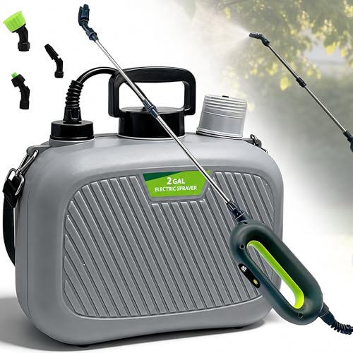 2 Gallon Battery Powered Sprayer, Covers 4,500 Sq Ft per Tank | Electric Sprayer with 3 Interchangeable Nozzles, Handle with Digital Battery Display, for Lawn, Garden & Outdoor Cleaning
