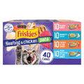 Purina Friskies Pate Wet Cat Food Variety, Seafood & Chicken, (40) 5.5 oz | Moist cat food with real seafood or chicken, smooth easy-to-chew pate texture, 40-count variety pack to stock up