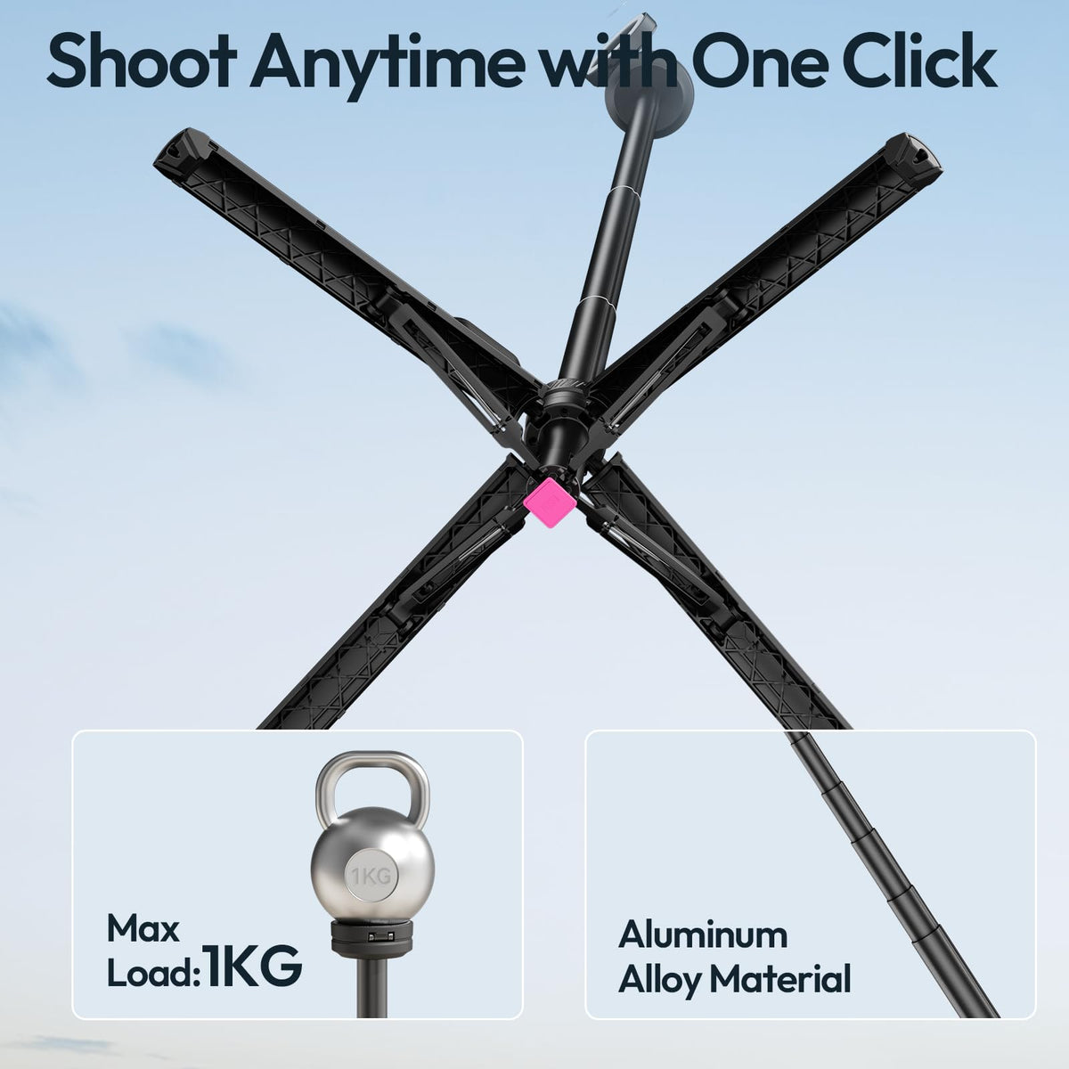 ULANZI MT85 60"Magnetic Phone Tripod for iPhone18Pro Auto Open Selfie Stick | N52 Magnetic, Aluminum, Enhanced 4-Leg, Extendable Phone Stand for Magsafe w Remote for Travel Vlog Content Creator Essential