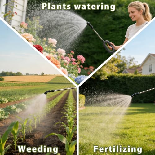 2 Gallon Battery Powered Sprayer, Covers 4,500 Sq Ft per Tank | Electric Sprayer with 3 Interchangeable Nozzles, Handle with Digital Battery Display, for Lawn, Garden & Outdoor Cleaning