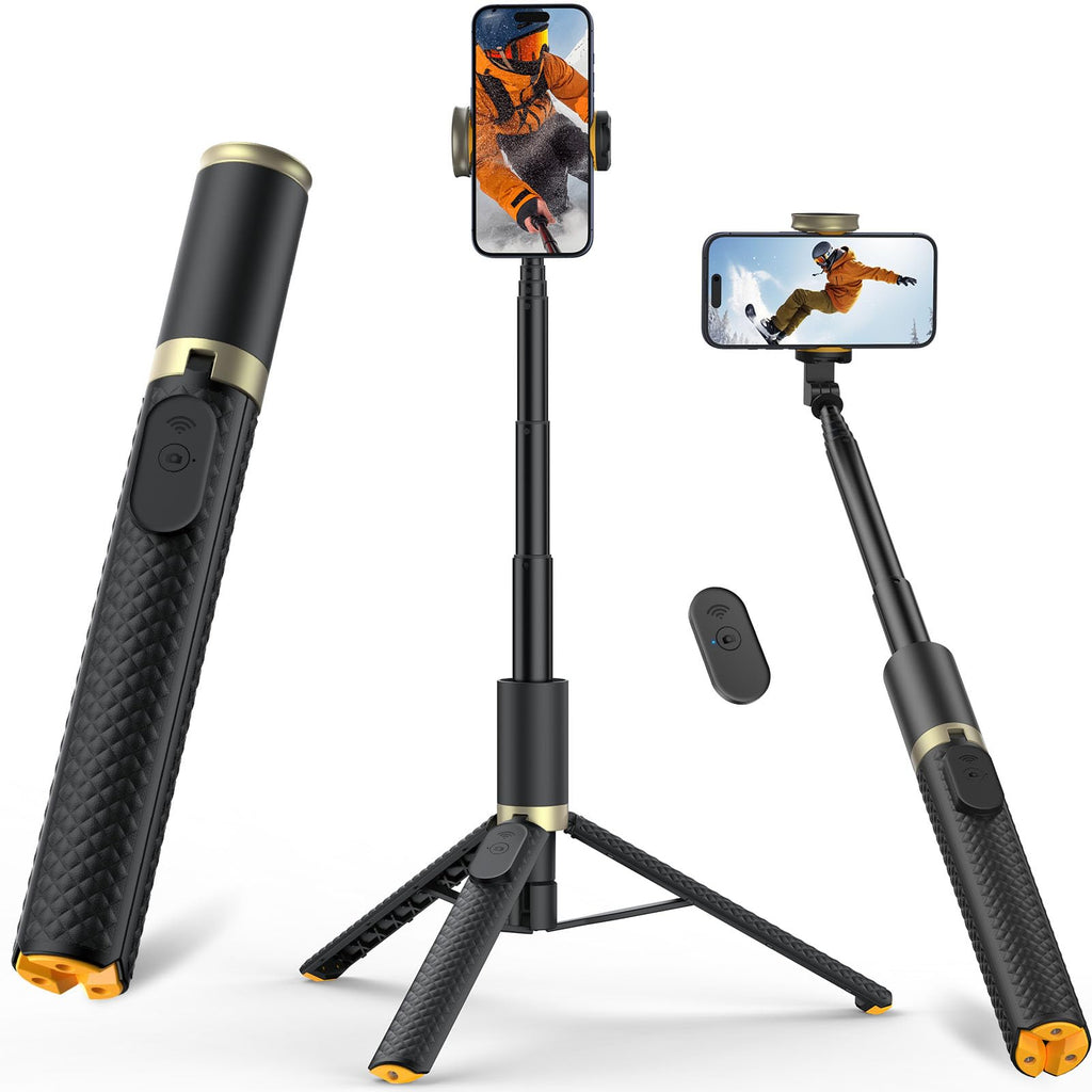 Tripod for iPhone, Selfie Stick with Remote, Stable & Durable Phone Tripod | Portable Travel Cell Phone Stand, Extendable All-in-1 Tripod for Video Recording Compatible with iPhone Android