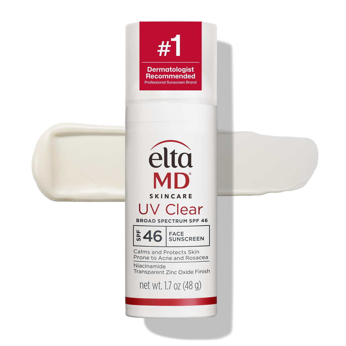 EltaMD UV Clear Face Sunscreen with Zinc Oxide, Oil-Free, SPF 46 and SPF 50 | Calms and Protects Acne-Prone Skin and Rosacea, No White Cast, Dermatologist Recommended, Available in Three Tints and Sizes
