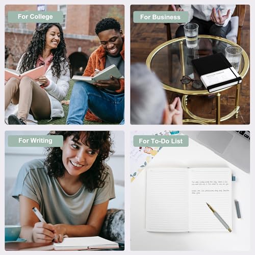 CAGIE Journal Notebook for Women Men Leather Journaling Notebooks Diary A5 | 320 Pages 100 Gsm Paper, Hardcover Lined Daily Journals for Writing Work Travel Business Gift, Green, 5.7 x 8.3 in, Lay Flat