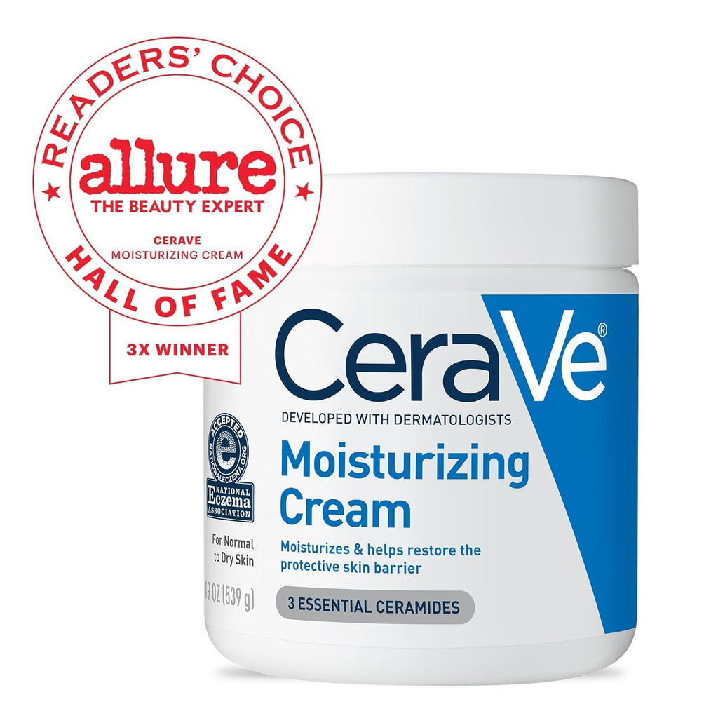 CeraVe Moisturizing Cream, Face & Body Moisturizer for Dry Skin, 19oz | Skin Care with Hyaluronic Acid, Skin Barrier Repair, Ceramide Moisturizer, Fragrance Free, Non-Comedogenic, Daily Use