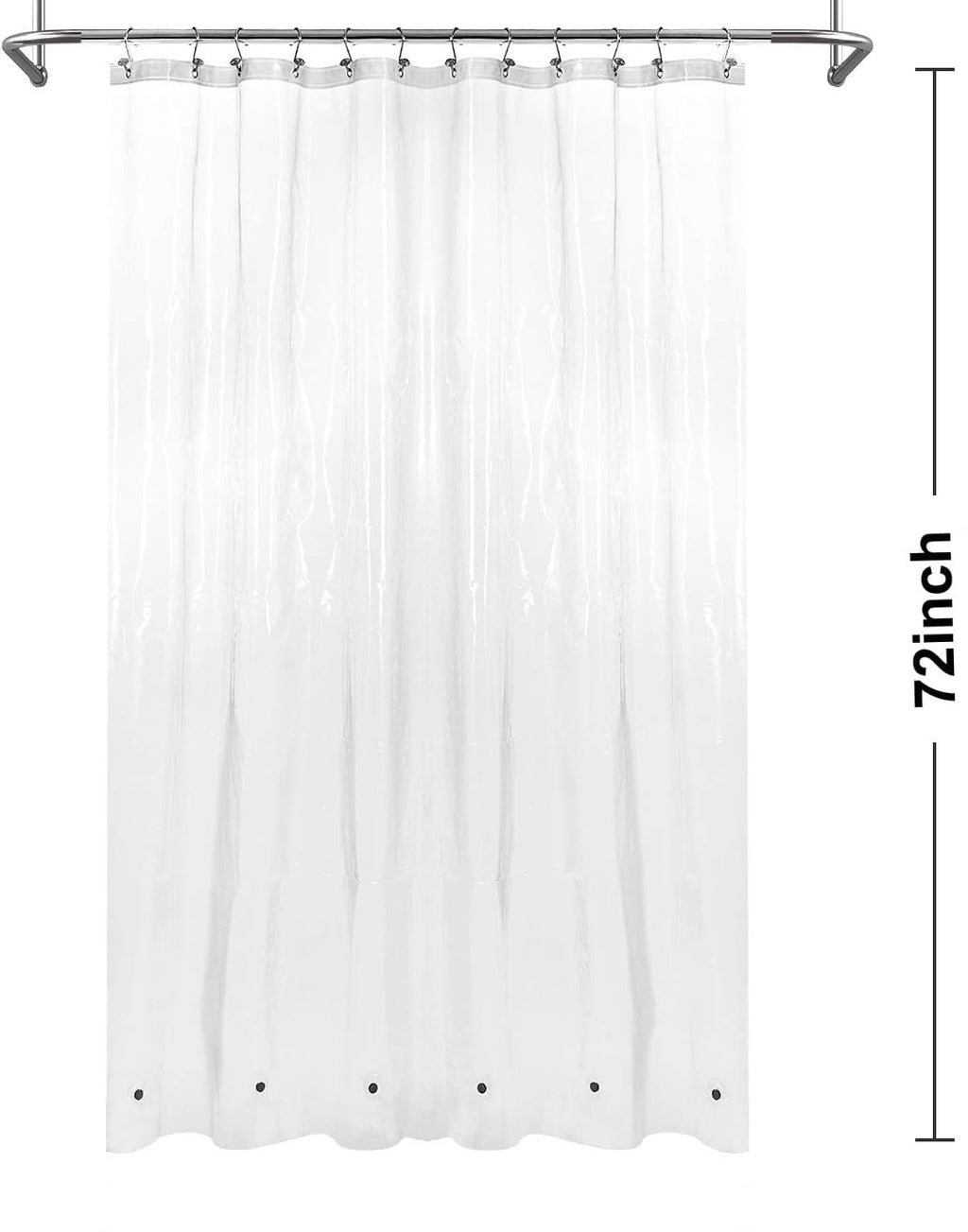 Barossa Design Oeko-tex Certified Shower Curtain Liner Standard Size, Clear | Waterproof PEVA, Rustproof Grommets, 3 Bottom Magnets, Cute Lightweight Bathroom Curtain, Fits Standard Tub 72" Length