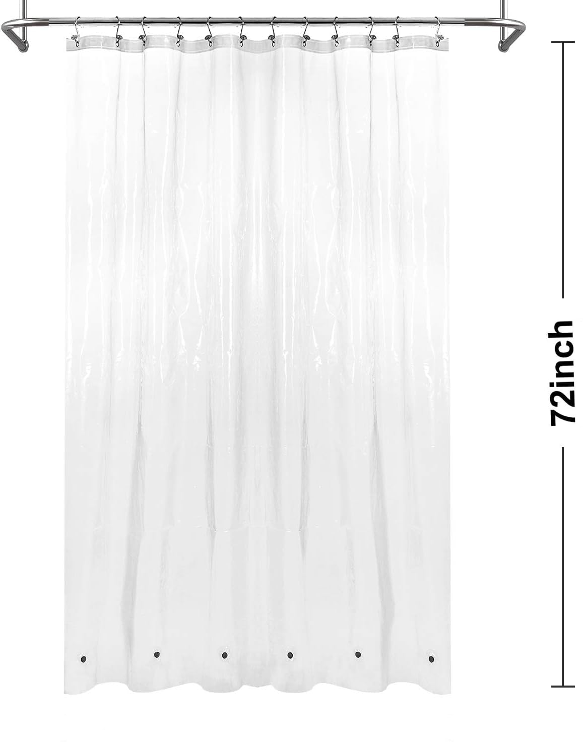 Barossa Design Oeko-tex Certified Shower Curtain Liner Standard Size, Clear | Waterproof PEVA, Rustproof Grommets, 3 Bottom Magnets, Cute Lightweight Bathroom Curtain, Fits Standard Tub 72" Length
