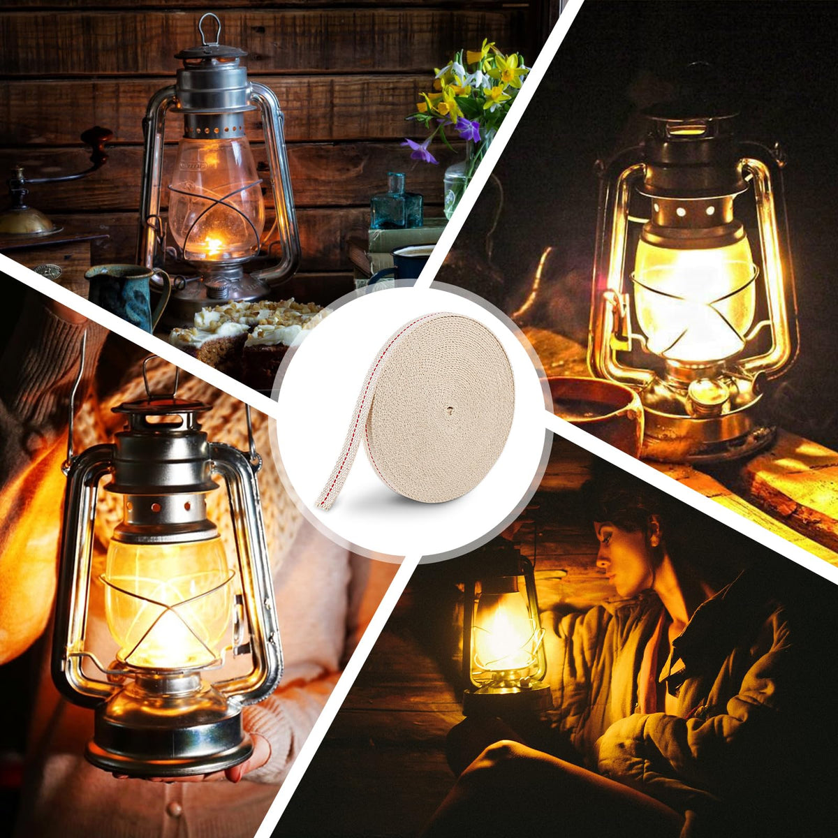 32.8 Feet Oil Lamp Wicks, Each Roll is 1/2-inch Wide Wicks for Oil Lamps, Cotton Oil Lamp Wick Can Be Used As Fuel for Kerosene Lamps, Lanterns and Oil Lamps