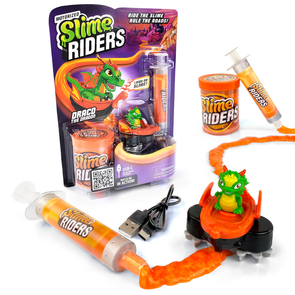 Slime Riders Motorized Rechargeable Toy Car Slime Race Track Builder Kit | The Original Slime Rider - Draco The Dragon