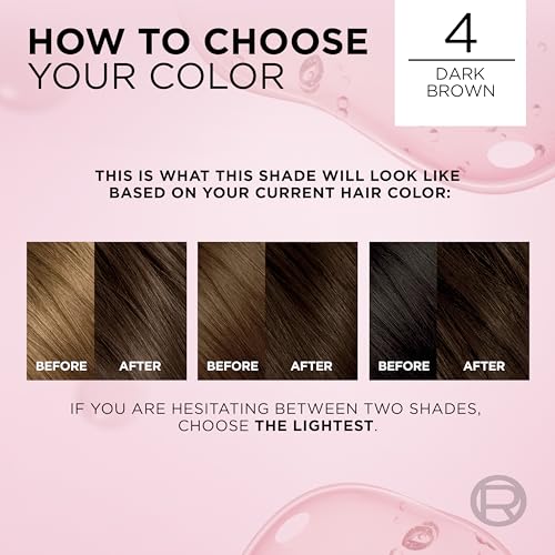 L'Oreal Paris Excellence Crème Permanent Hair Dye, Triple Care Hair Color with Hyaluronic Acid for 100% Gray Coverage, 4 Dark Brown, 1 Kit (Packaging May Vary)