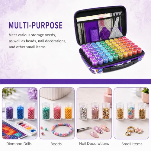ZORETCO Diamond Painting Storage Case, 60 Slots Diamond Art Kits for Adults | Portable Bead Organizer Box, Diamond Art Supplies Storage for Rhinestones, Gem, Diamond Painting Accessories and Tools