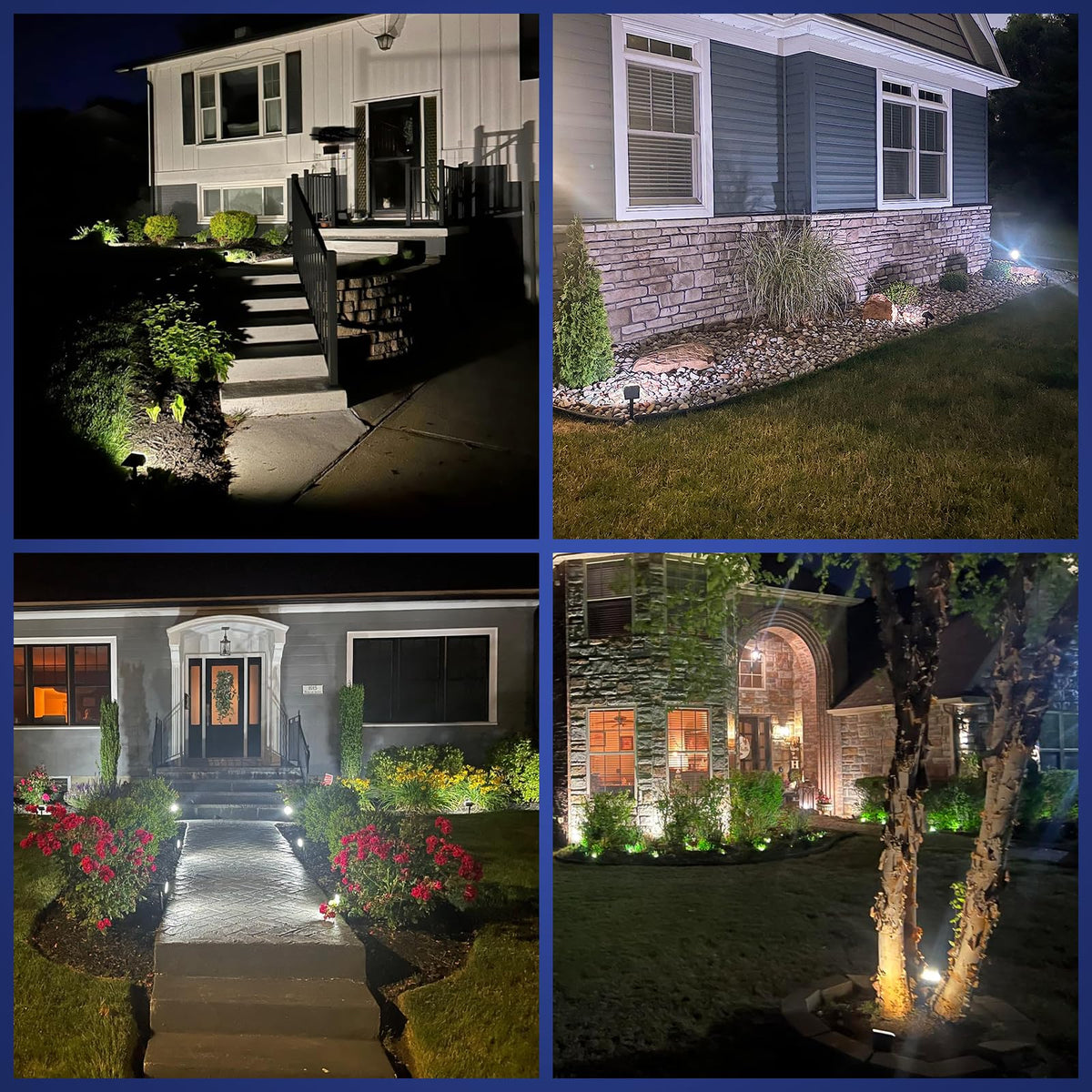 NYMPHY Solar Lights Outdoor Waterproof - 4 Pack (Cool White) | 56 LED 3 Lighting Modes IP68 Waterproof Solar Powered Garden Yard Spot Solar Lights for Outside Landscape