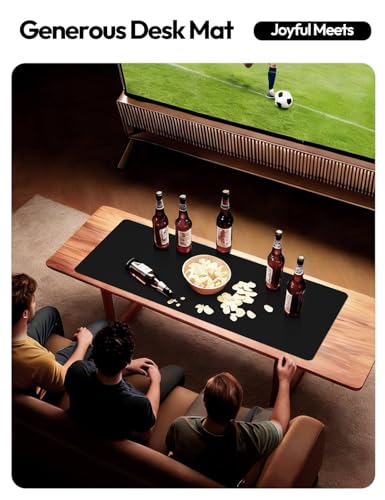YSAGi Leather Desk Protector, Office Mat, Large Mouse Mat, Non-Slip PU Leather Blotter, Laptop Desk Mat, Waterproof Writing Pad for Office and Home (Black, 31.5" x 15.8")