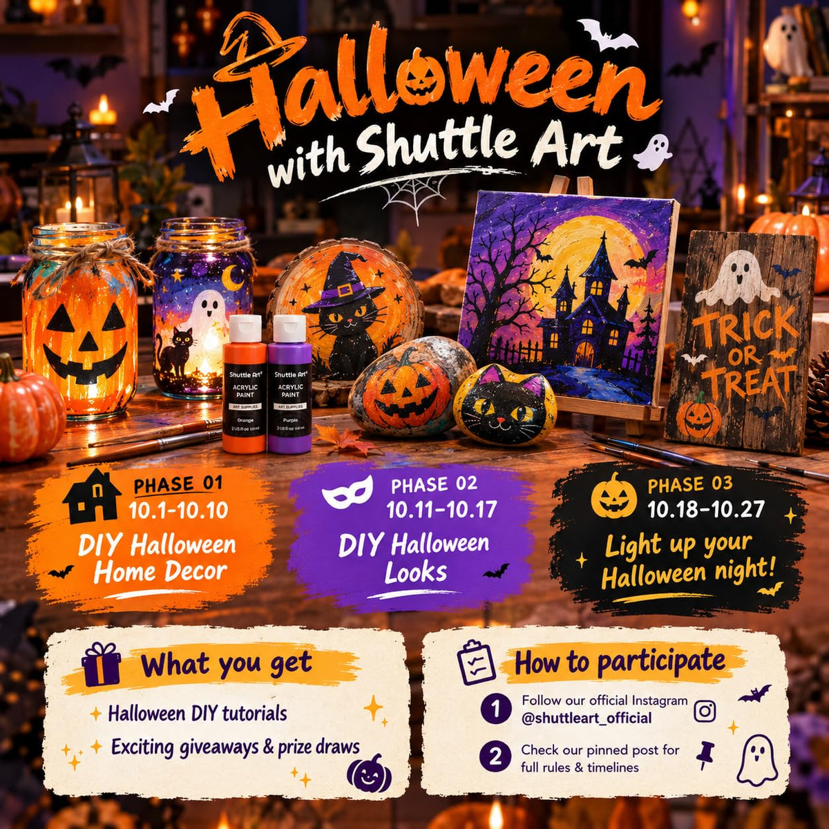 Shuttle Art Acrylic Paint, 36 Colors Acrylic Paint Set with Brushes & Palette, 2oz/60ml Bottles, Rich Pigments Non-toxic for Artists Kids & Adults, Painting on Canvas Rocks Ceramic Wood