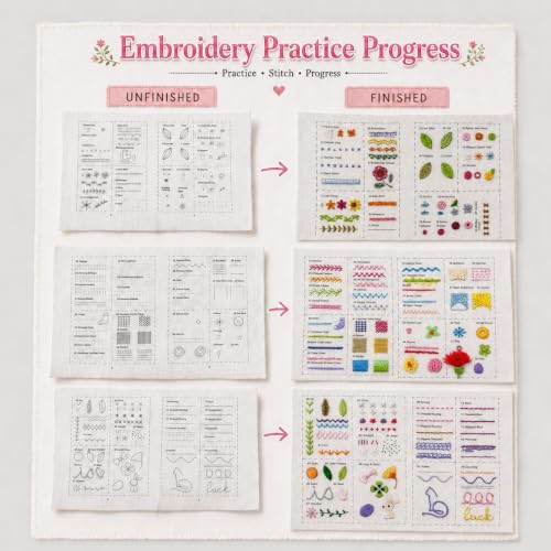 spicssa Beginner Embroidery Stitch Book Kit, 79 Stitches, Video Tutorials
