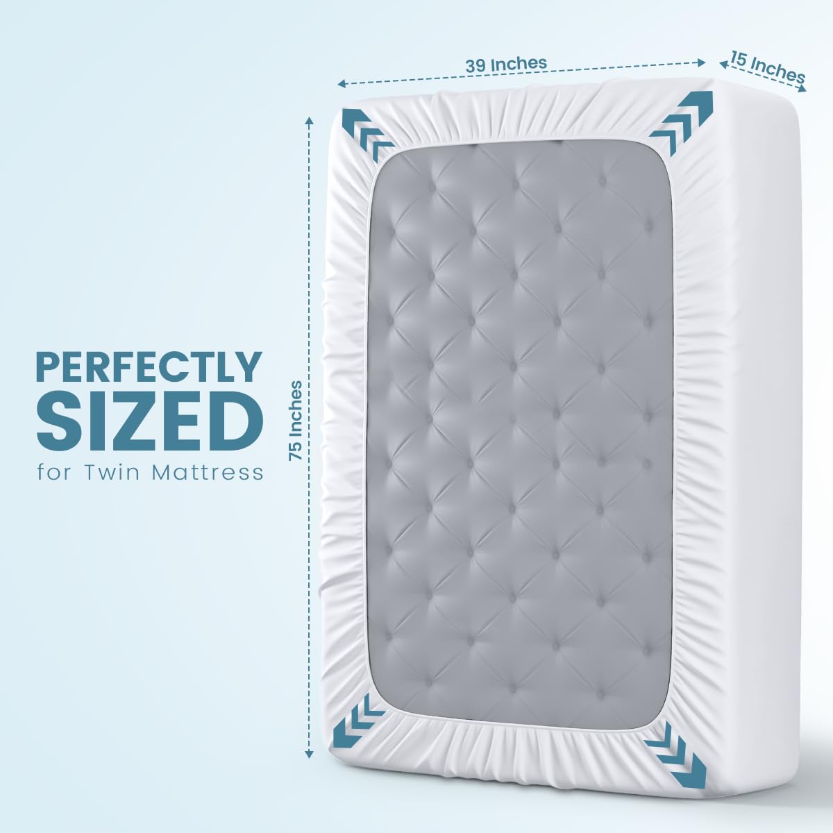 100% Waterproof Twin Size Mattress Protector, Noiseless Mattress Cover | Deep Pockets Fits 15" Mattresses, Soft & Breathable Mattress Pad, Machine Washable For Home & Hotel by Utopia Bedding