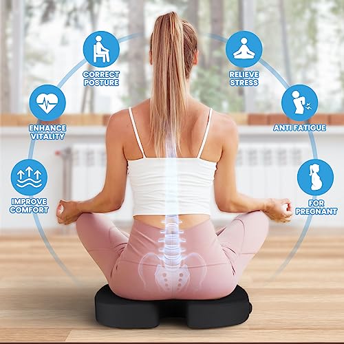 TushGuard Seat Cushion for Office Chair, Memory Foam Chair Cushion, Black | Office Chair Cushion for Car, Airplane - Chair Pad, Butt Pillow for Long Sitting Sciatica, Hip, Coccyx,Tailbone Pain Relief