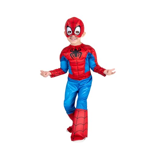 MARVEL Official Toddler Deluxe Halloween Costume - Premium Quality Padded Jumpsuit and Fabric Headpiece (3T-4T)