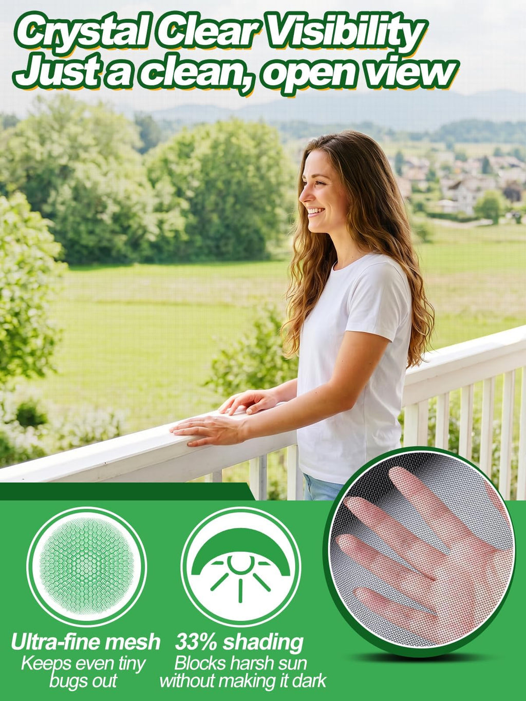 10x20ft Strong PP Nanocomposite Mosquito Net Garden Netting, Black | Clear View, Ultra-fine Mesh, Tear-resistant, Bird Insect Pest Barrier Screen, Patio/Balcony/Porch/Raised Beds/Tree Protection