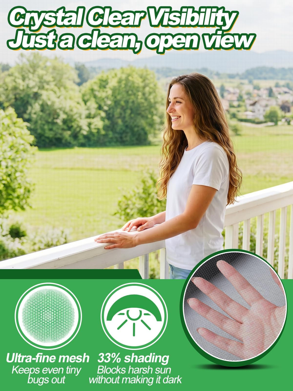 10x20ft Strong PP Nanocomposite Mosquito Net Garden Netting, Black | Clear View, Ultra-fine Mesh, Tear-resistant, Bird Insect Pest Barrier Screen, Patio/Balcony/Porch/Raised Beds/Tree Protection