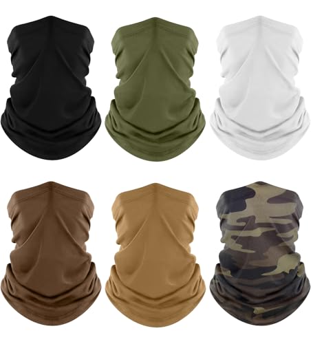 Fuinloth Neck Gaiter, 6 Pack Cooling UV Protection Bandana Face Mask Gator | Breathable Sweat Wicking, UPF 50, Sun Wind Dust Shield, Quick Dry & Washable, 95% Polyester 5% Spandex