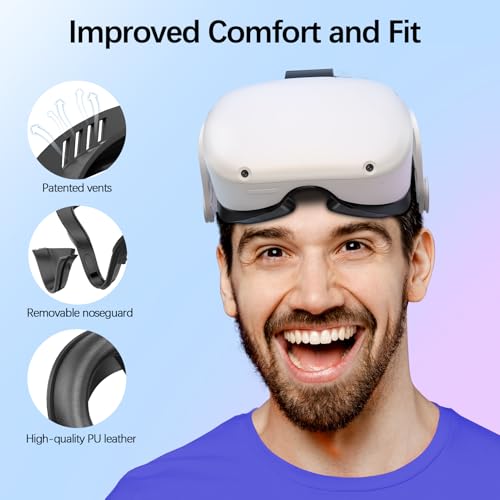Face Cushion Pad for Meta Quest 2 VR Facial Interface Replacement PU Leather Foam for Oculus Quest 2 Vr Cover
