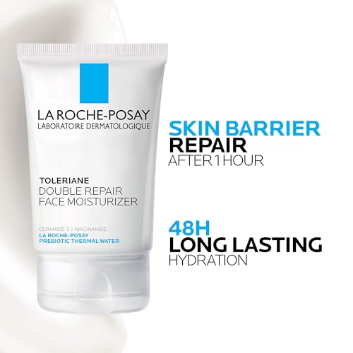 La Roche-Posay Toleriane Double Repair Face Moisturizer | Daily face cream with glycerin, niacinamide and ceramide for all skin types. Oil free and fragrance free.