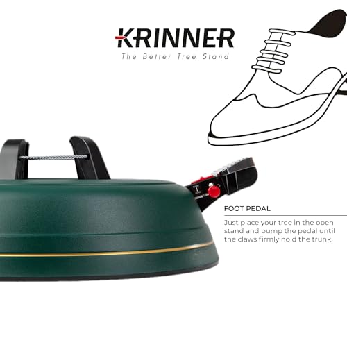 Krinner Tree Genie XL Tree Stand, Green - Fits 10 ft Trees | Original Single-Cable System, Foot Pedal Operation, Water Level Indicator, Ratchet Lock, No Assembly Required