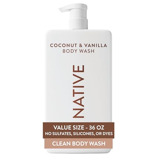 Native Clean Body Wash, Gentle & pH-balanced for Sensitive Skin, 24-Hr Freshness for Women & Men, Vegan & Cruelty-Free, Free of Sulfates, Parabens & Phthalates, Coconut & Vanilla, 36 oz