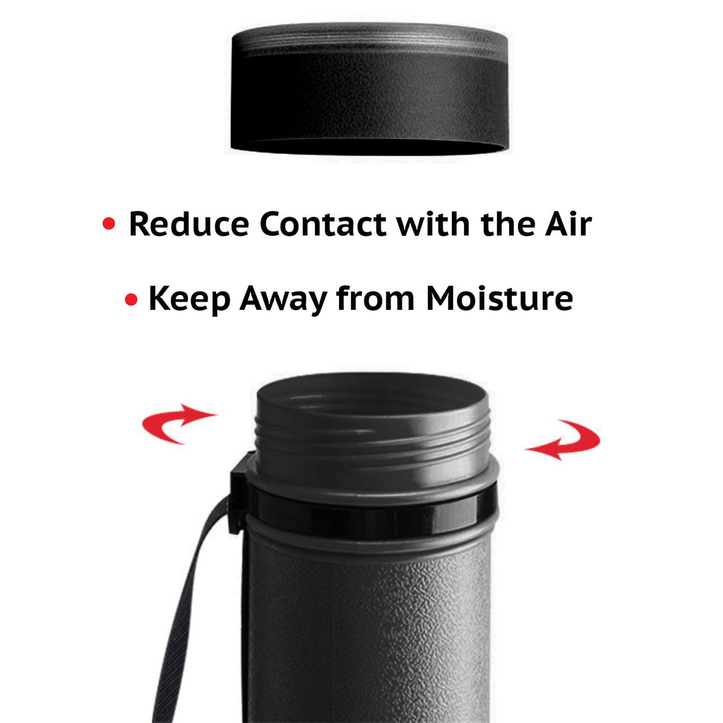 CalPalmy 2-Pack Extendable Poster Tubes Expand from 24.5” to 40” with Shoulder Strap | Carry Documents, Blueprints, Drawings and Art | Black Portable Durable Round Storage Cases with Lids and Labels