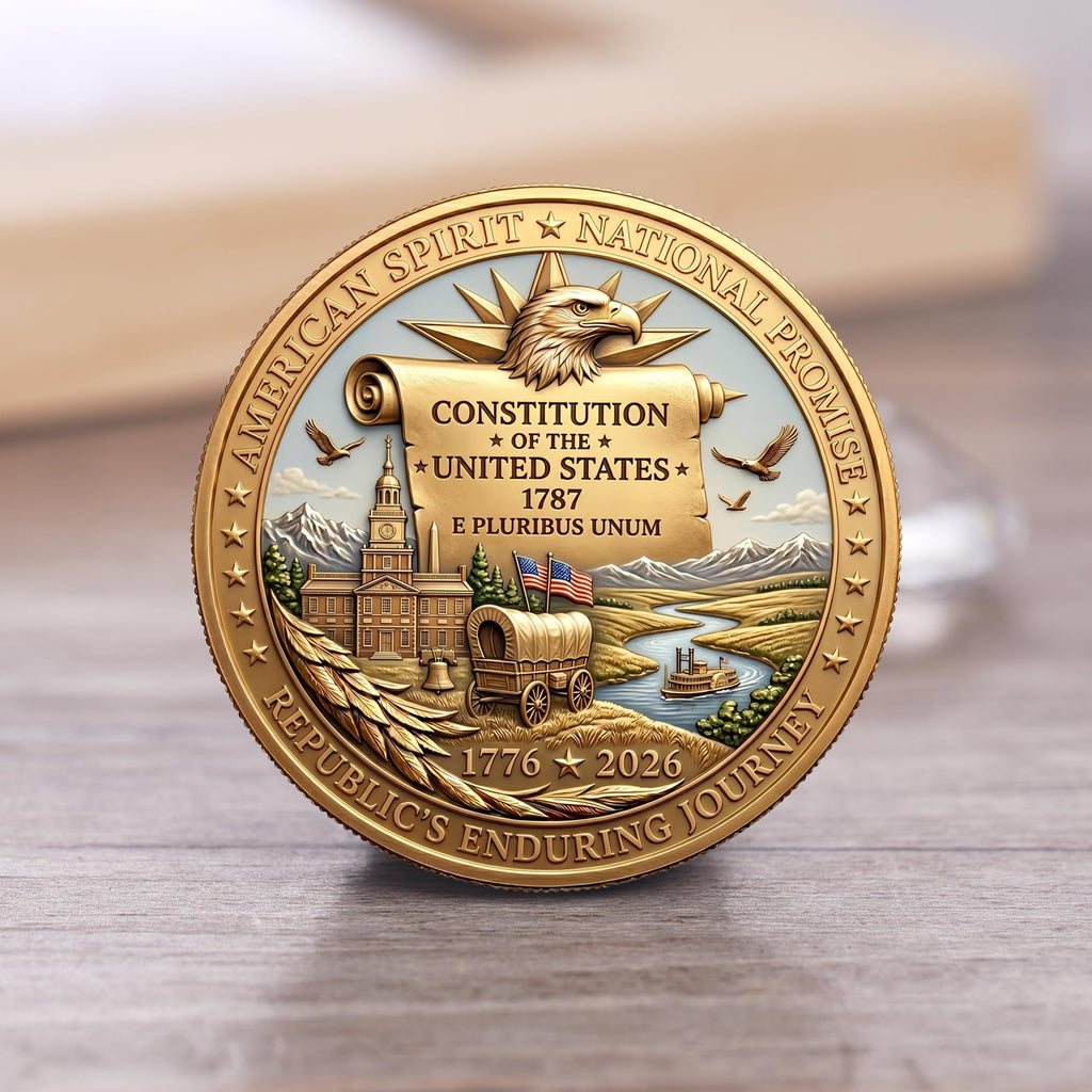 USA 250th Anniversary Commemorative Coin - American Eagle & Patriotic Symbols Collectible - America 250 Merchandise for Celebration & Gifting (1776-2026) (250th-Presidents-eagle)