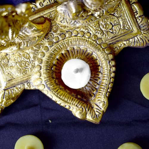 SATVIK Pack of 100 Pure Ghee Wicks for Puja | Ready-to-Use Diya Batti | 30-Min Burn Time | Wax-Free Cotton Wicks | Ideal for Pooja, Meditation, Diwali, and Housewarming Gifts