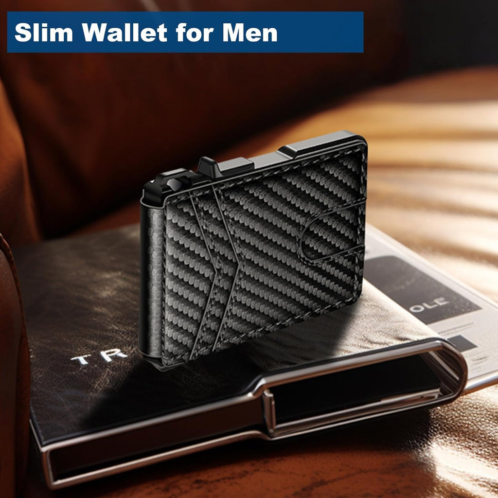 Wallet for Men, Mens Minimalist Wallet 9-13 Cards, Slim Compact RFID Wallet | Money Clip & ID Window, Smart Pop Up Card Wallet, Metal Aluminum Credit Card Holder Bifold Wallet, Birthady Gifts for Men