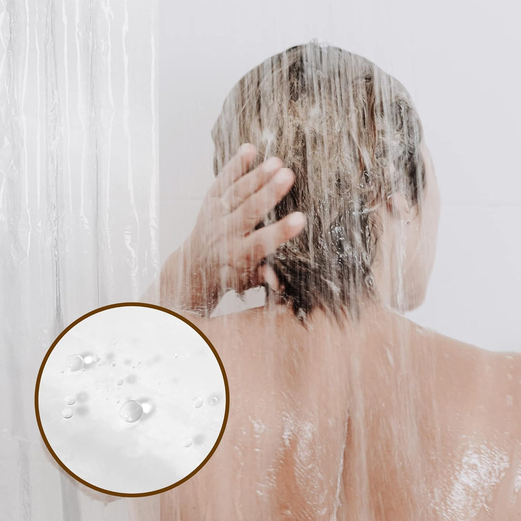 Barossa Design Oeko-tex Certified Shower Curtain Liner Standard Size, Clear | Waterproof PEVA, Rustproof Grommets, 3 Bottom Magnets, Cute Lightweight Bathroom Curtain, Fits Standard Tub 72" Length