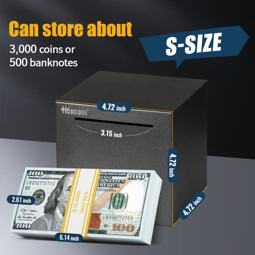 Hicocool Stainless Steel Piggy Bank for Adults Must Break Open, Black 4.72" | Starry Black Unbreakable Money Bank for Adults & Kids, Unopenable Metal Money Box for Saving Plans and Holiday Gifts