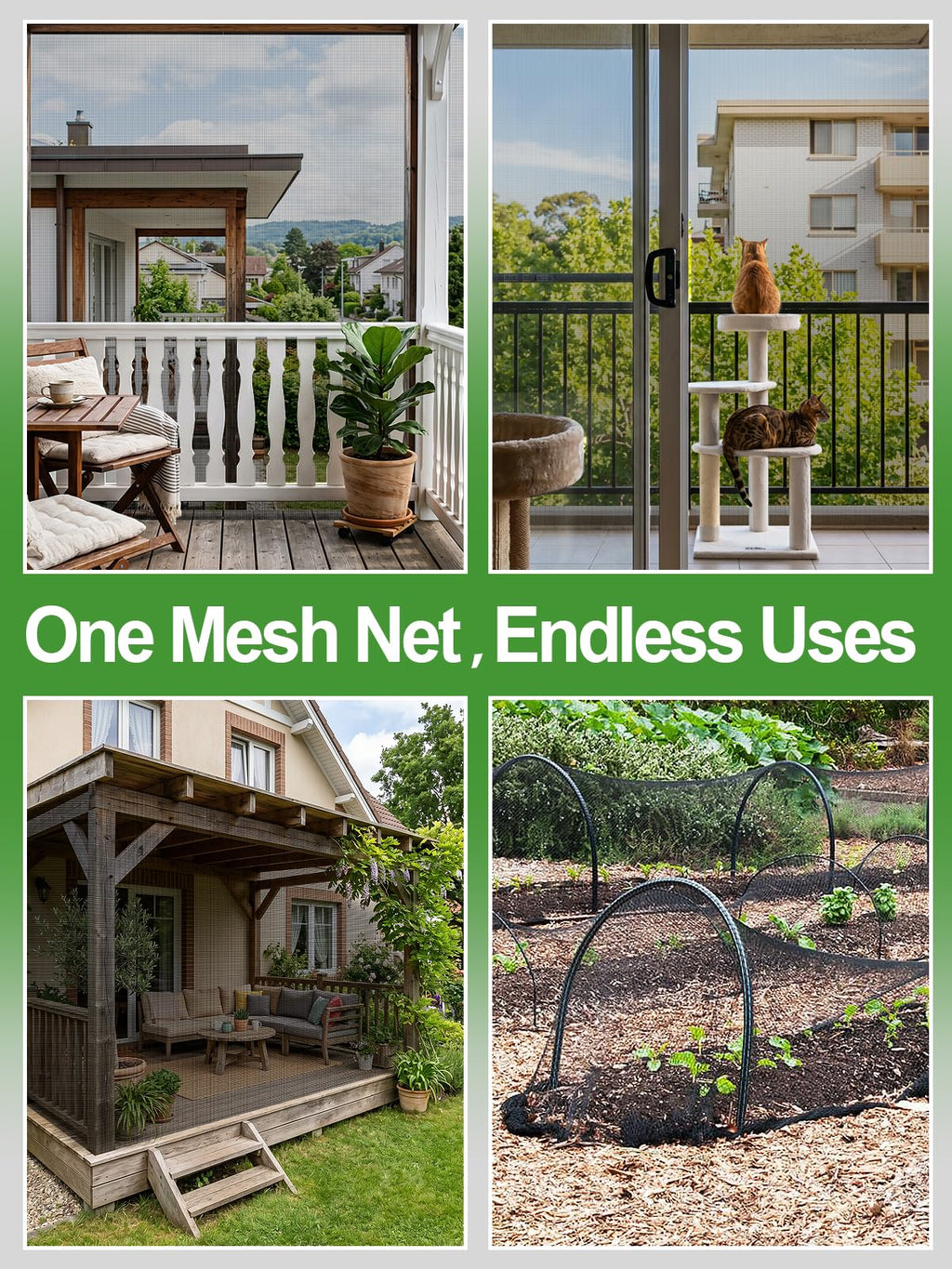 10x20ft Strong PP Nanocomposite Mosquito Net Garden Netting, Black | Clear View, Ultra-fine Mesh, Tear-resistant, Bird Insect Pest Barrier Screen, Patio/Balcony/Porch/Raised Beds/Tree Protection