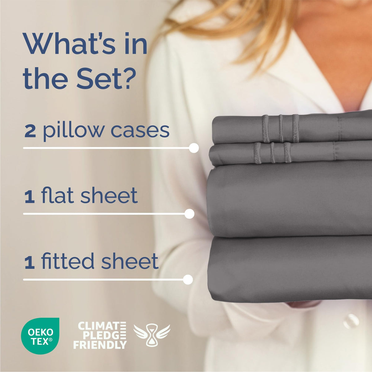 Queen Size 4 Piece Sheet Set - Breathable & Cooling Sheets - Dark Grey | Hotel Luxury Bed Sheets for Women & Men, Deep Pockets, Easy-Fit, Extra Soft and Wrinkle Free Sheets, Oeko-Tex Bed Sheet Set