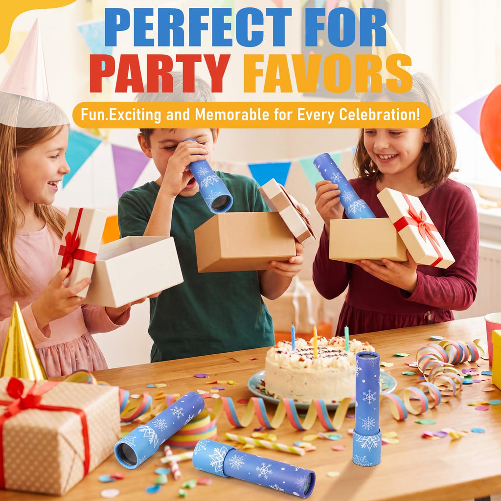 RoundFunny 12 Pcs Snowflake Birthday Party Favors Snowflake Kaleidoscopes Nostalgic Toys Educational Toys Goodie Bags Stuffers for Kids Classroom School Return Gifts Carnival Prizes