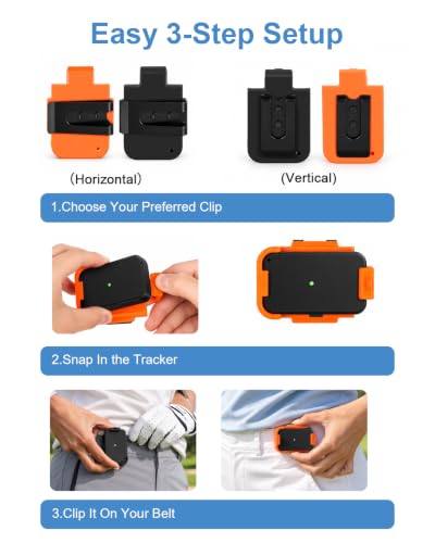 4-Pack Belt Clips Compatible with Arccos Air & Link Pro Golf Trackers | 2 Vertical & 2 Horizontal Portable Clips, Black & Orange