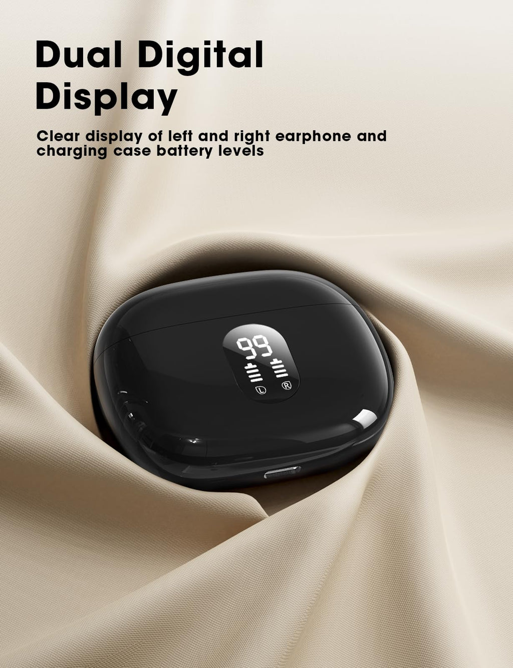 Wireless Earbuds, Hi-Fi Deep Bass Ear Buds, 48H Playtime In-Ear Headphones | 2 Mics for Clear Calls, LED Display, IPX7 Waterproof, Touch Control, Lightweight Bluetooth Earphones for iPhone/Android/TV