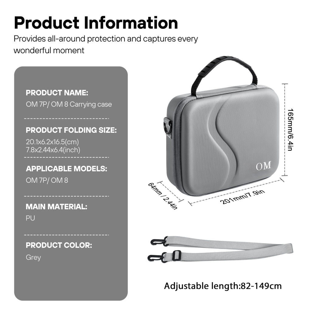 Osmo Mobile 8/7P Case, Portable PU Shoulder Bag for DJI OM 7/7P/8 | Travel Carrying Case, for DJI Osmo Mobile 8/7/7P Gimbal Stabilizer and Accessories, Not for OM8P