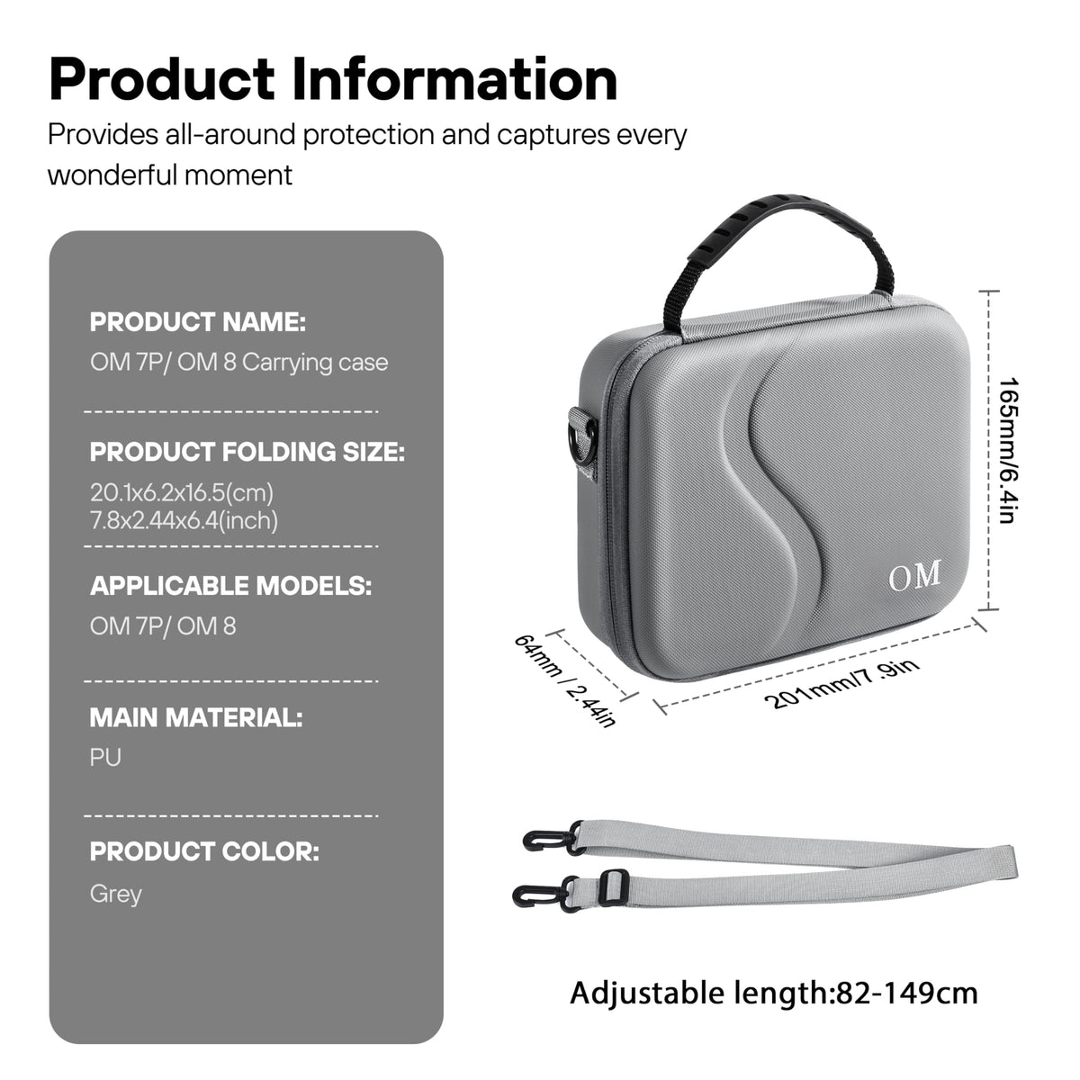 Osmo Mobile 8/7P Case, Portable PU Shoulder Bag for DJI OM 7/7P/8 | Travel Carrying Case, for DJI Osmo Mobile 8/7/7P Gimbal Stabilizer and Accessories, Not for OM8P