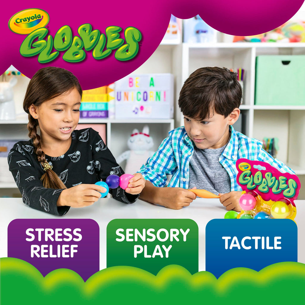 Crayola Globbles Fidget Toy, 6ct, Sticky Stress Ball, Kid Stocking Stuffers | Holiday Gift for Kids & Adults, Squishy Balls, Calming Sensory Gifts for Stress Relief