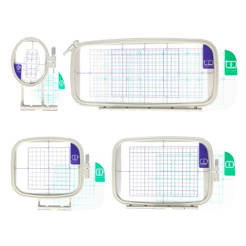 Sew Tech 4pcs Embroidery Hoop for Brother, 1x2.5 4x4 5x7 5x12in Frame Set | Fits PE900 SE2000 PE800 PE780D PE770 PE700 SE2100 SE1950 SE1900 NS1250E NS2850D Brother; Baby Lock Bloom Accord Ellure