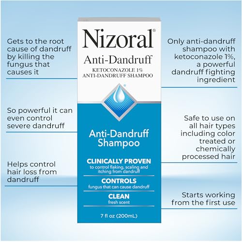 Nizoral Anti-Dandruff Shampoo with 1% Ketoconazole, Fresh Scent, 7 Fl Oz | Anti-Fungal Shampoo, Dandruff Shampoo for Dandruff Relief, Ketoconazole Shampoo, Dandruff Treatment, 1% Ketoconazole