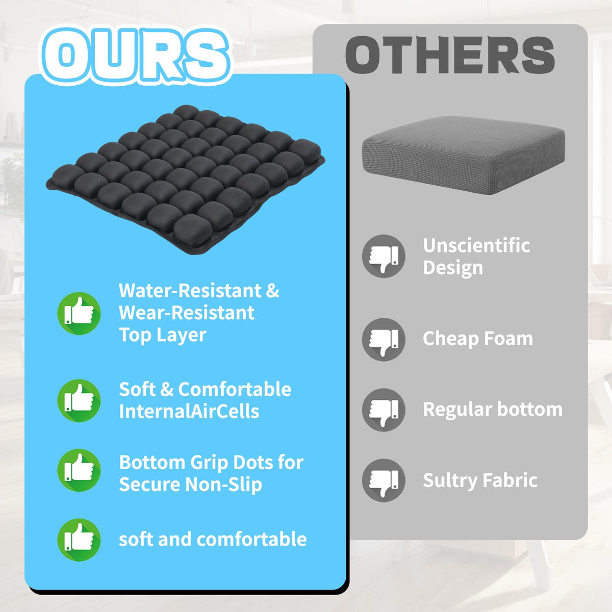 Vewxebo Sondor Travel Seat Cushion- Airplane seat Cushion for Long Flights | Inflatble seat cushion for Office，Chairs,Car and Wheelchair.Portable and Ergonomically Designed Cushion.